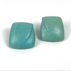 Vintage Tealy Modern Crackled Earrings